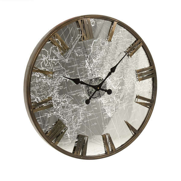 Mirrored Iron Clock W/ Led Light
