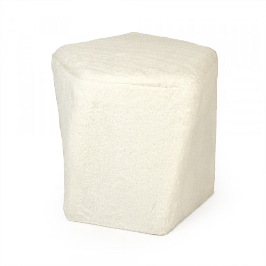 White Faux Fur Twisted Pentagon Stool