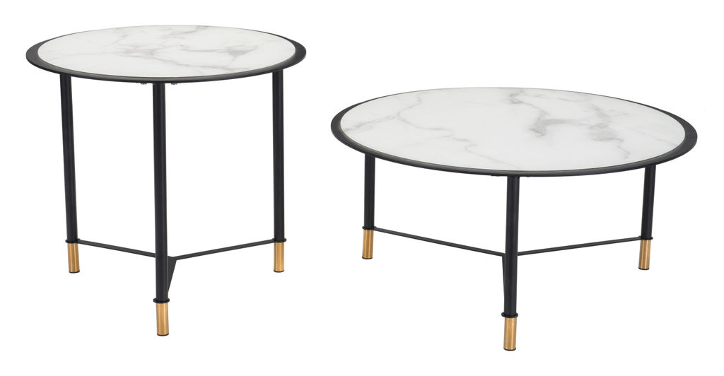 Set Of 2 Davis Coffee Tables Black & White